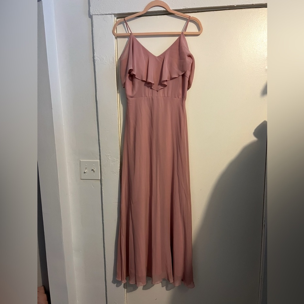 Elegant Pink Ruffle Maxi Dress